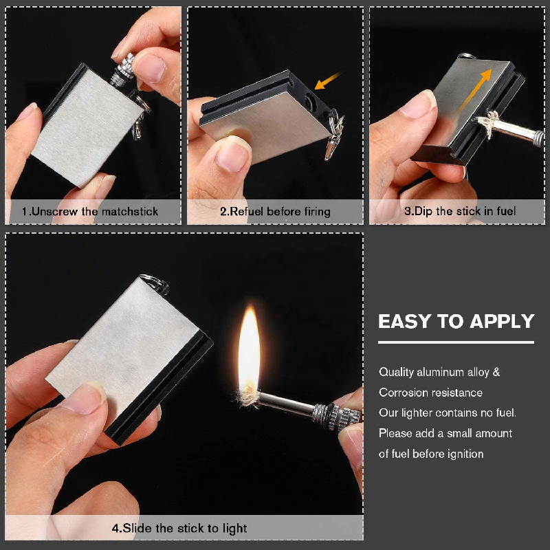 Betoyy Permanent Stainless Steel Flint Fire Starter Match Lighter