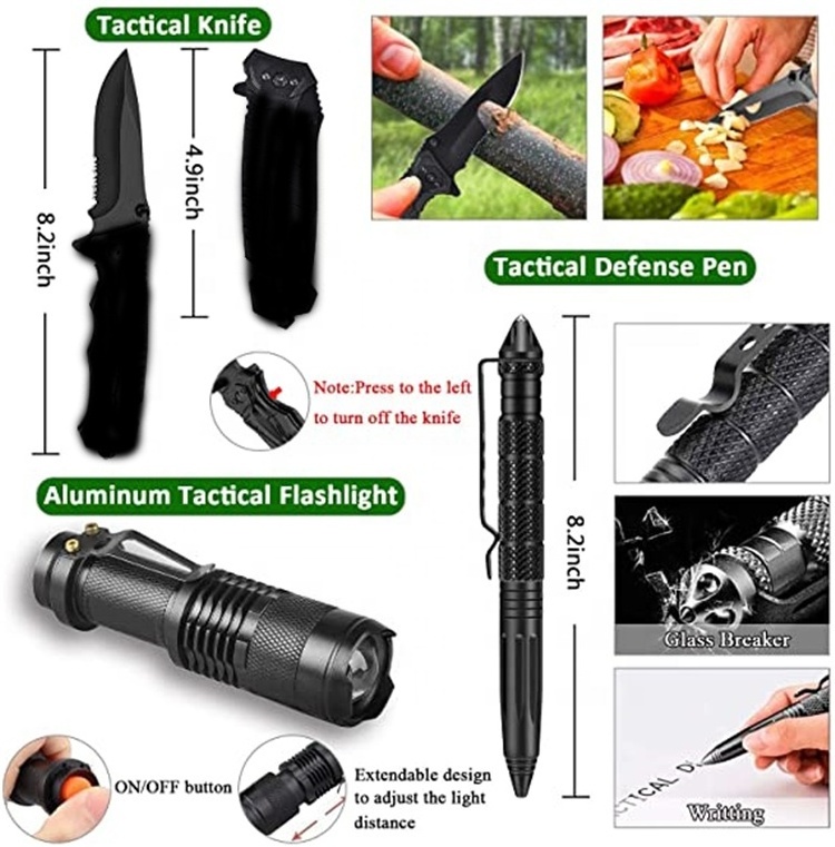 Wholesale OEM Professional Outdoor Survival Kit  Emergency Tool Survival Gear Equipment Best Gift for Dad