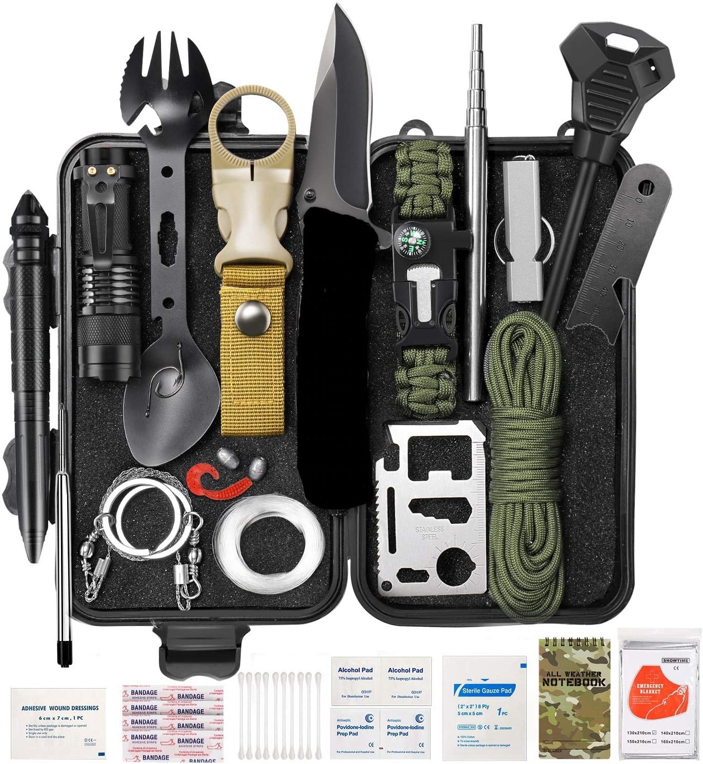 Betoyy  in 1 Outdoor Survival Kit Camping Set With Water Filter Straw Medical Bag Emergency Survival Kit