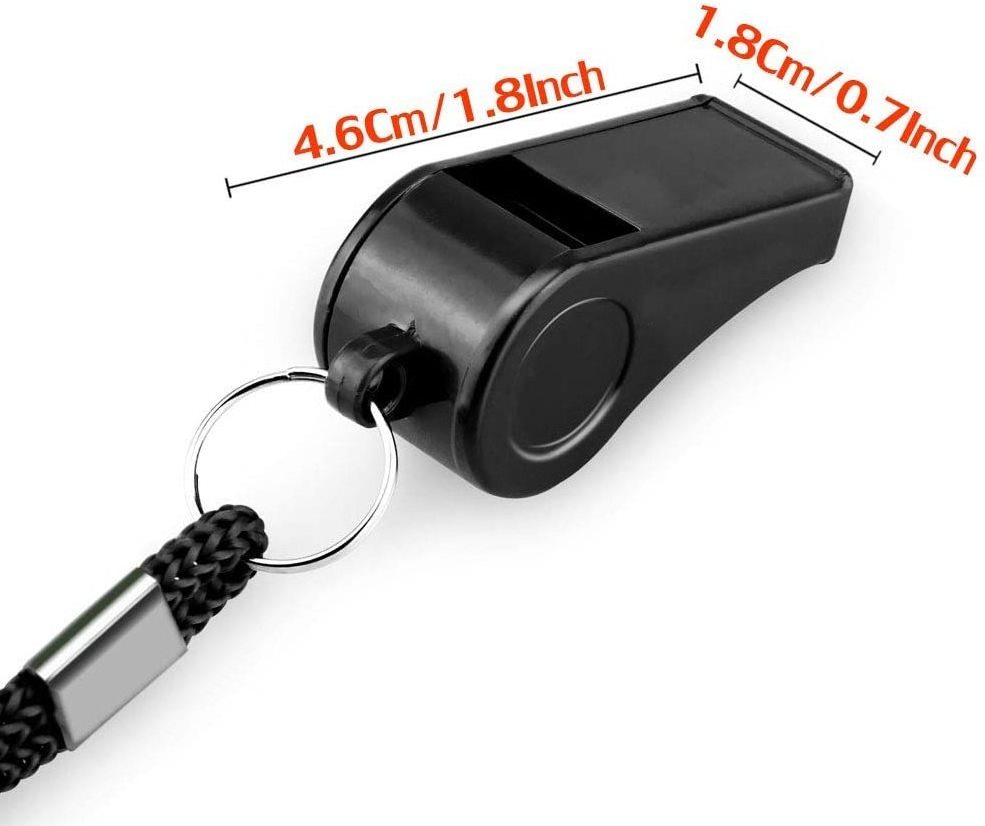 Plastic Whistle with Lanyard Loud Clear Black Whistles Bulk Great for Football Sport Outdoor Emergency Whistle