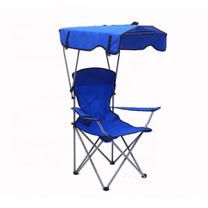 Camping Chairs with Canopy, Portable Quad Lawn Chair for Adults, Folding Recliner Chair with Cup Holder Outdoor Events and Shade