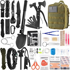 Camping Accessories Emergency Survival Kit and First Aid Kit 142Pcs Professional Survival Gear and Equipment