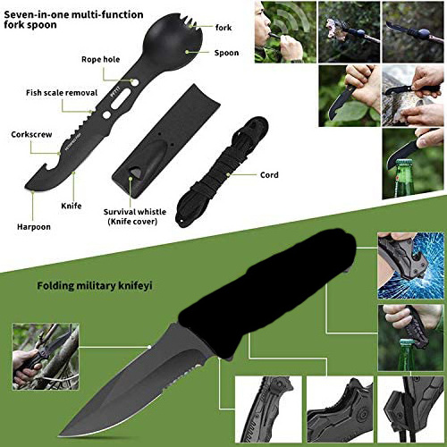 Survival Gear Kit 17 in 1 Professional Survival Gear Tool Emergency Tactical First Aid Equipment Supplies Survival Kits