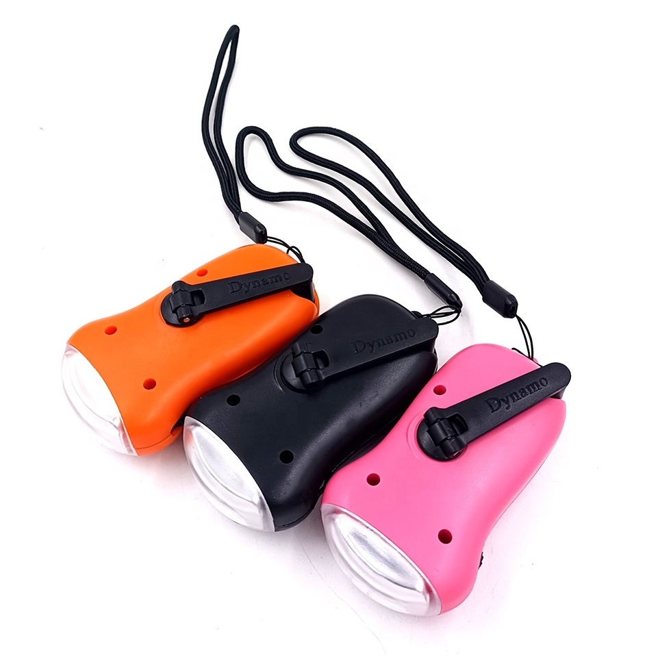 Portable Outdoor Emergency Hand Cranking Solar Powered  Hand Crank Dynamo Rechargeable 3 LED Flashlight