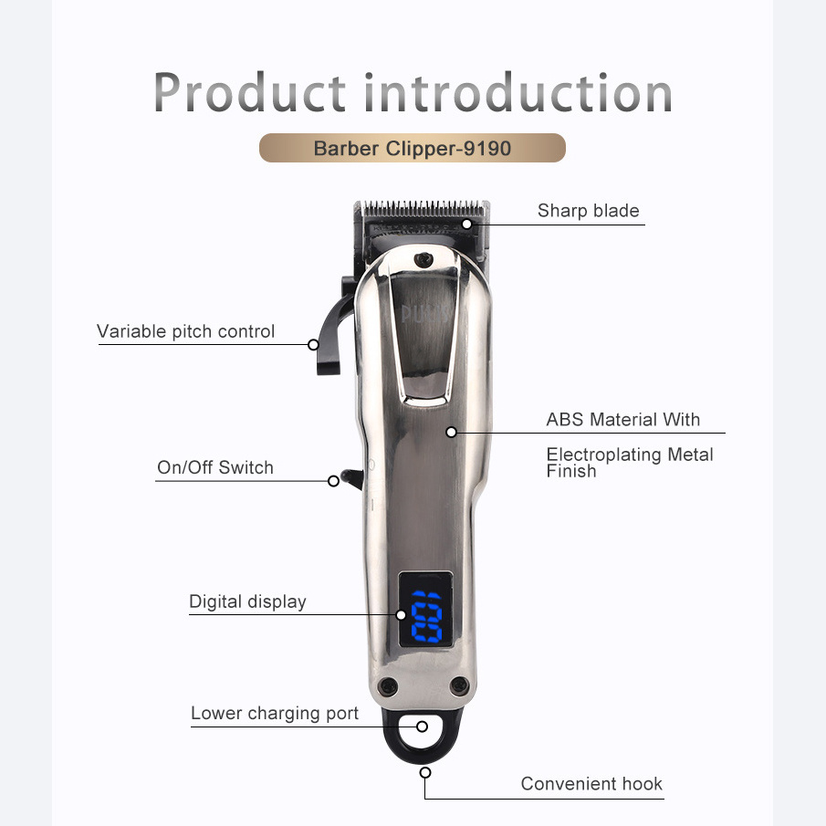 BES-9190A Professional Rechargeable cordless all metal hair cut machine barber hair clipper