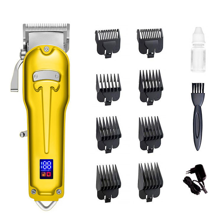 All-metal Barber Professional Hair Clippers Electric Cordless LCD  Gold Silver Hair Cutting Machine