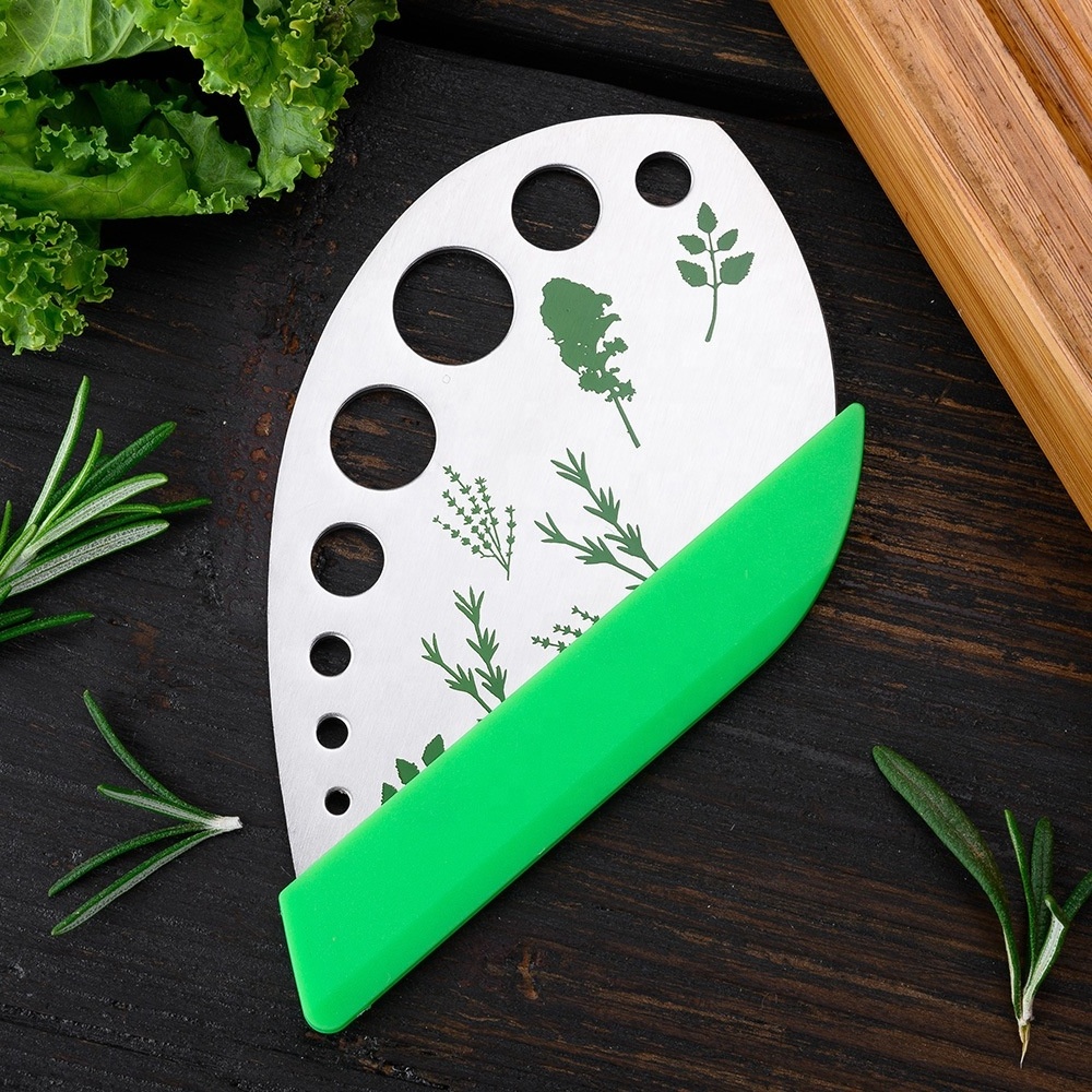 Besafe Home Kitchen Stainless Steel Peeling Tool 9 Holes Vegetable Leaf Herb Stripper Cutter for Rosemary Basil Collard Greens