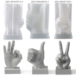 Factory Creative DIY Epoxy Resin Thumbs Gesture Finger Mold Aromatherapy Gypsum 3D Candle Making Silicone Molds