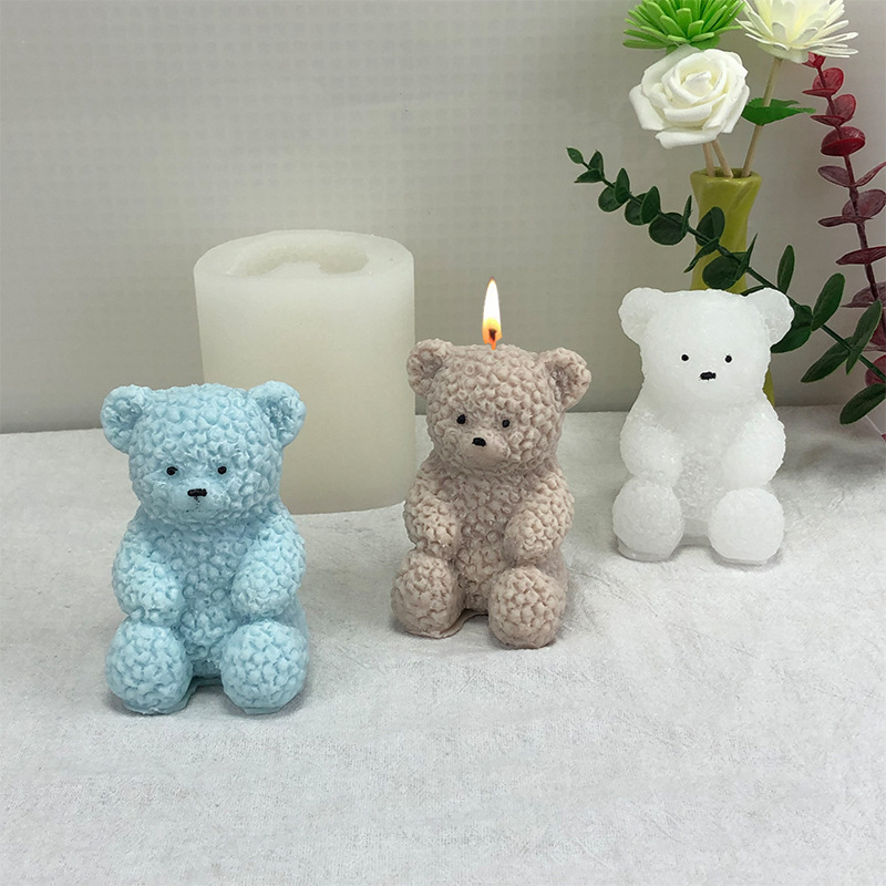 BS257 DIY Decoration Ornament  Gypsum Silicone Rubber Plush Teddy Bear Aromatherapy Candle and Soap Molds