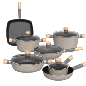 BESCO OEM Essence Series Alloy Aluminium Non-Stick Cookware Sets Induction Cookware Wholesale Gray Cookware