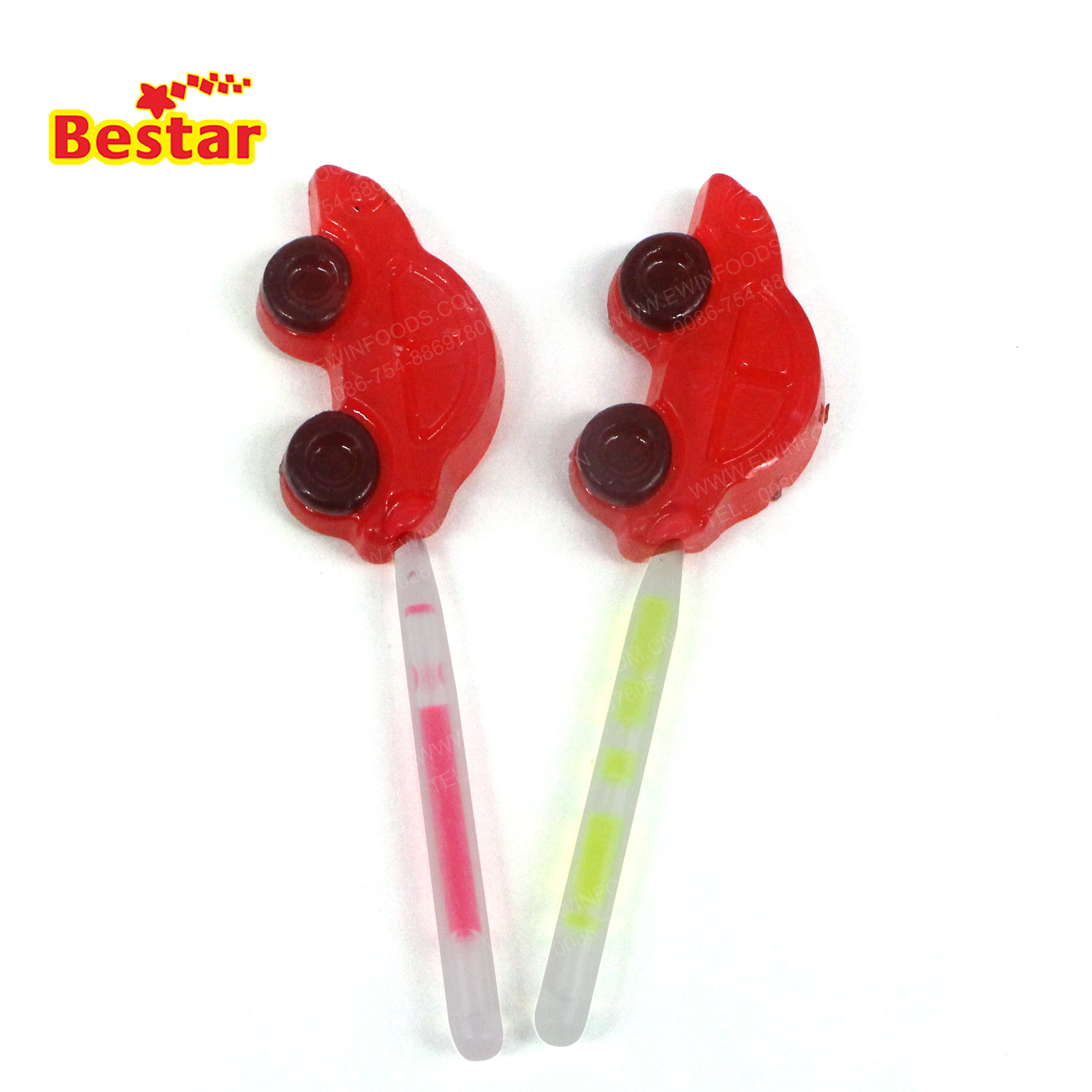 Lollipops Fruity Flavor Cartoon Car Lollipops HALAL 3D MINI CAR Glow Stick Hard Candy Lollipops