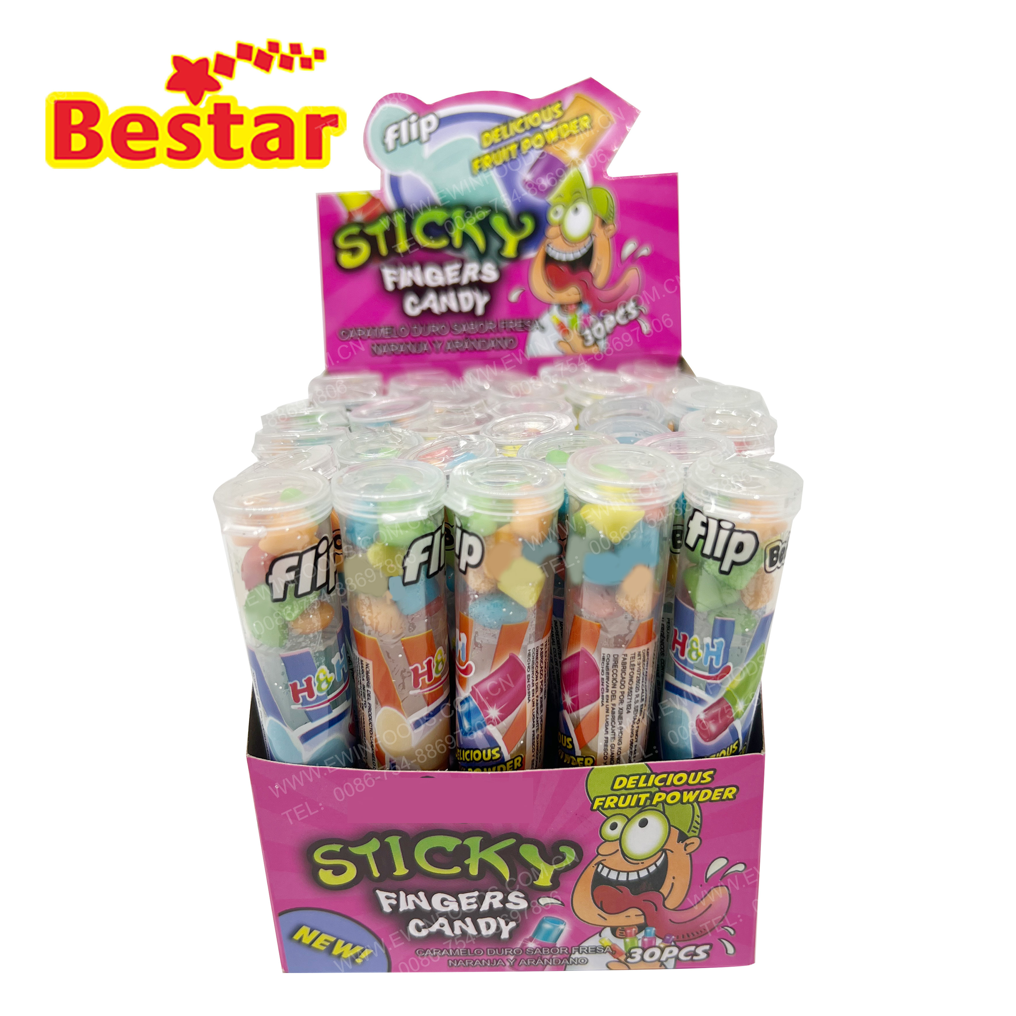 Candy lollypop supplier finger shape hard candy lollipop with mini colorful bubble gum wholesale