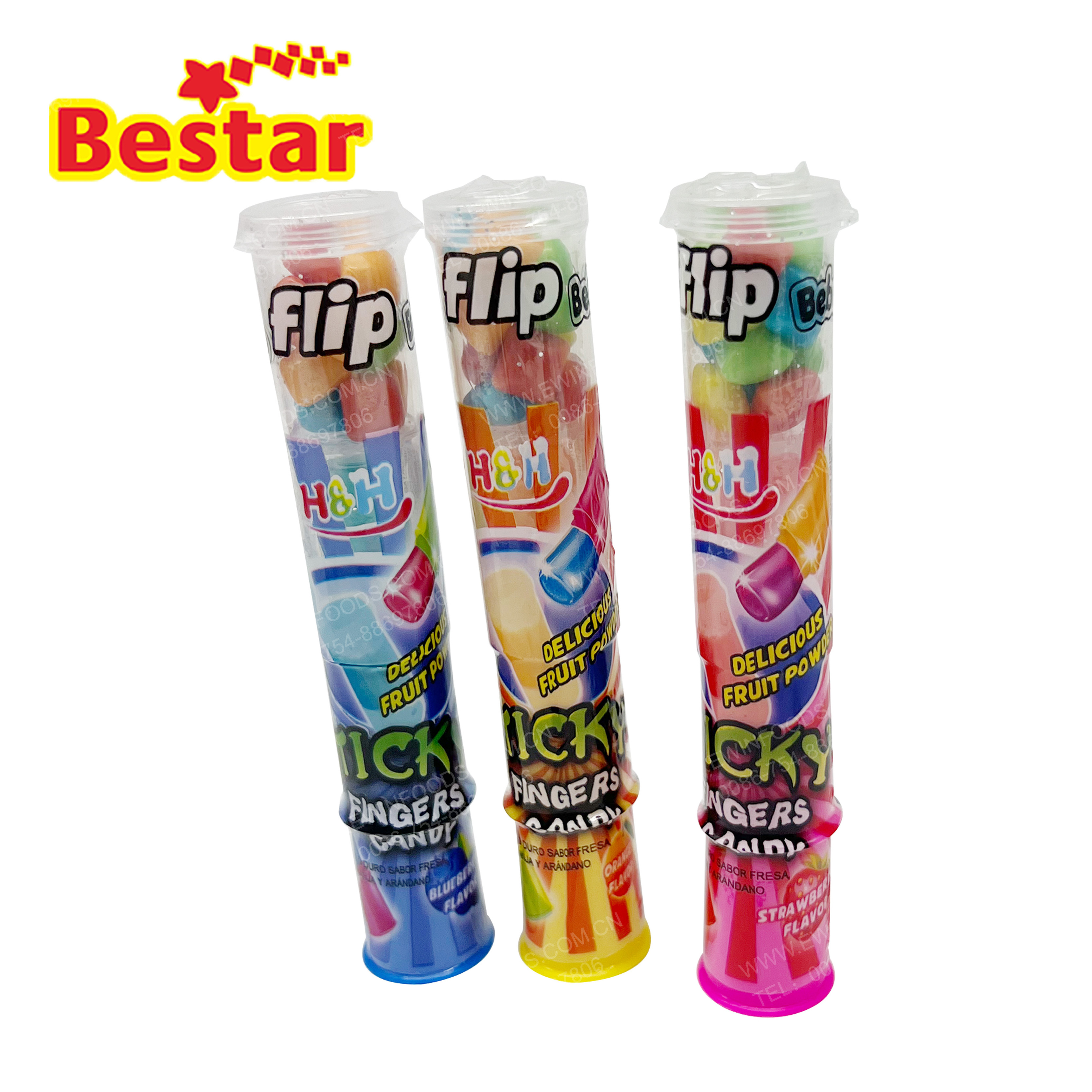 Candy lollypop supplier finger shape hard candy lollipop with mini colorful bubble gum wholesale