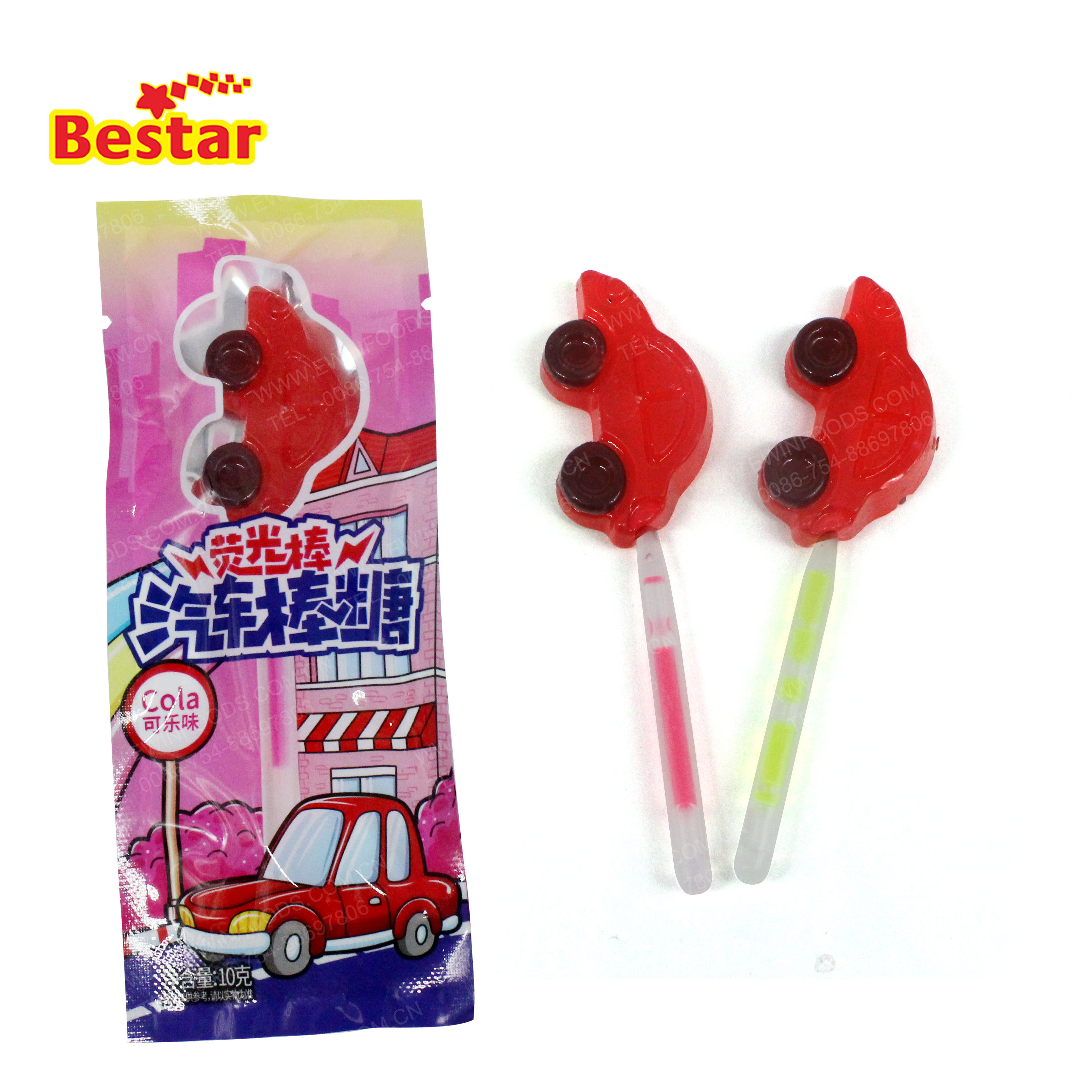 Lollipops Fruity Flavor Cartoon Car Lollipops HALAL 3D MINI CAR Glow Stick Hard Candy Lollipops