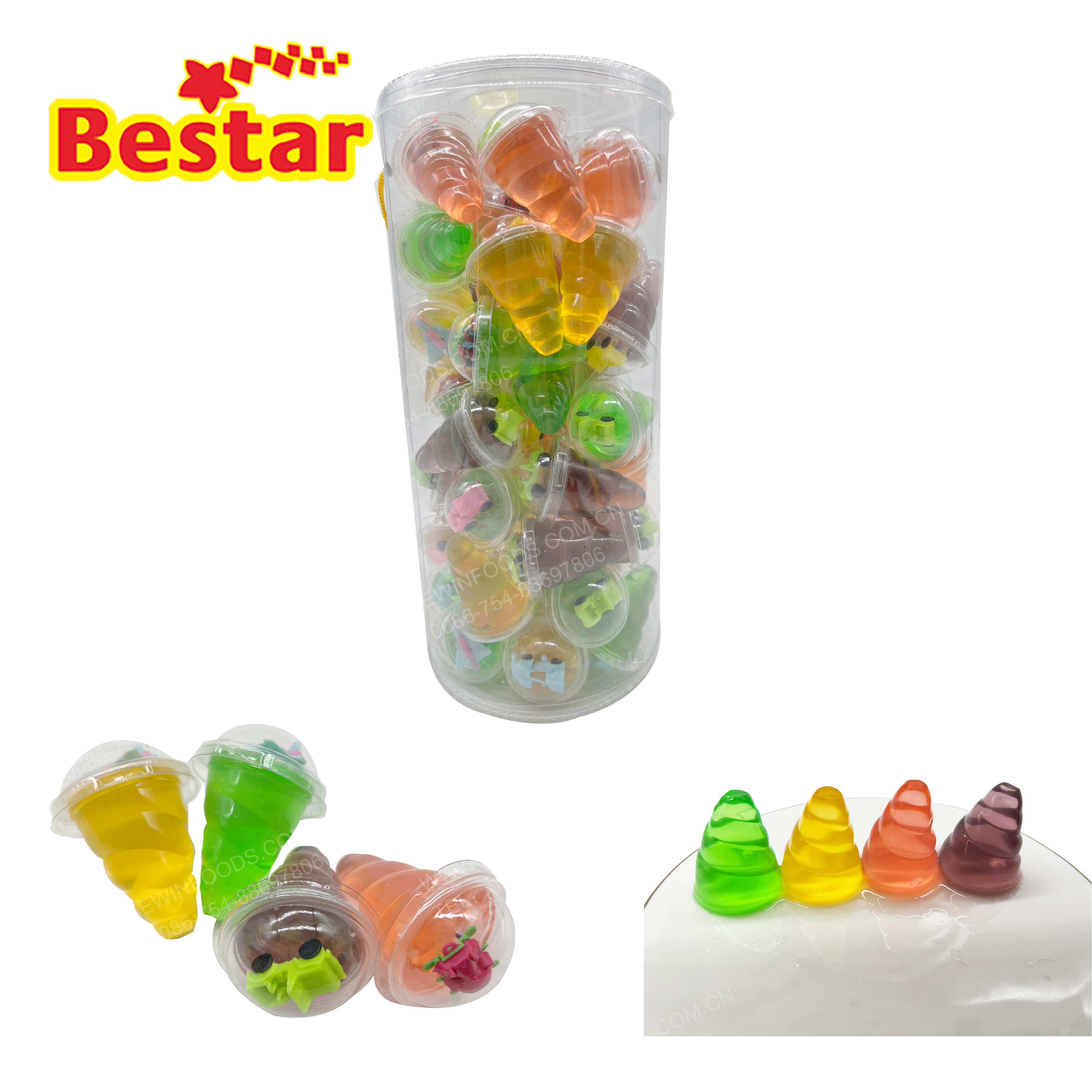 Jelly candy with toys 60pcs assorted mini fruit jelly in jar candy toys