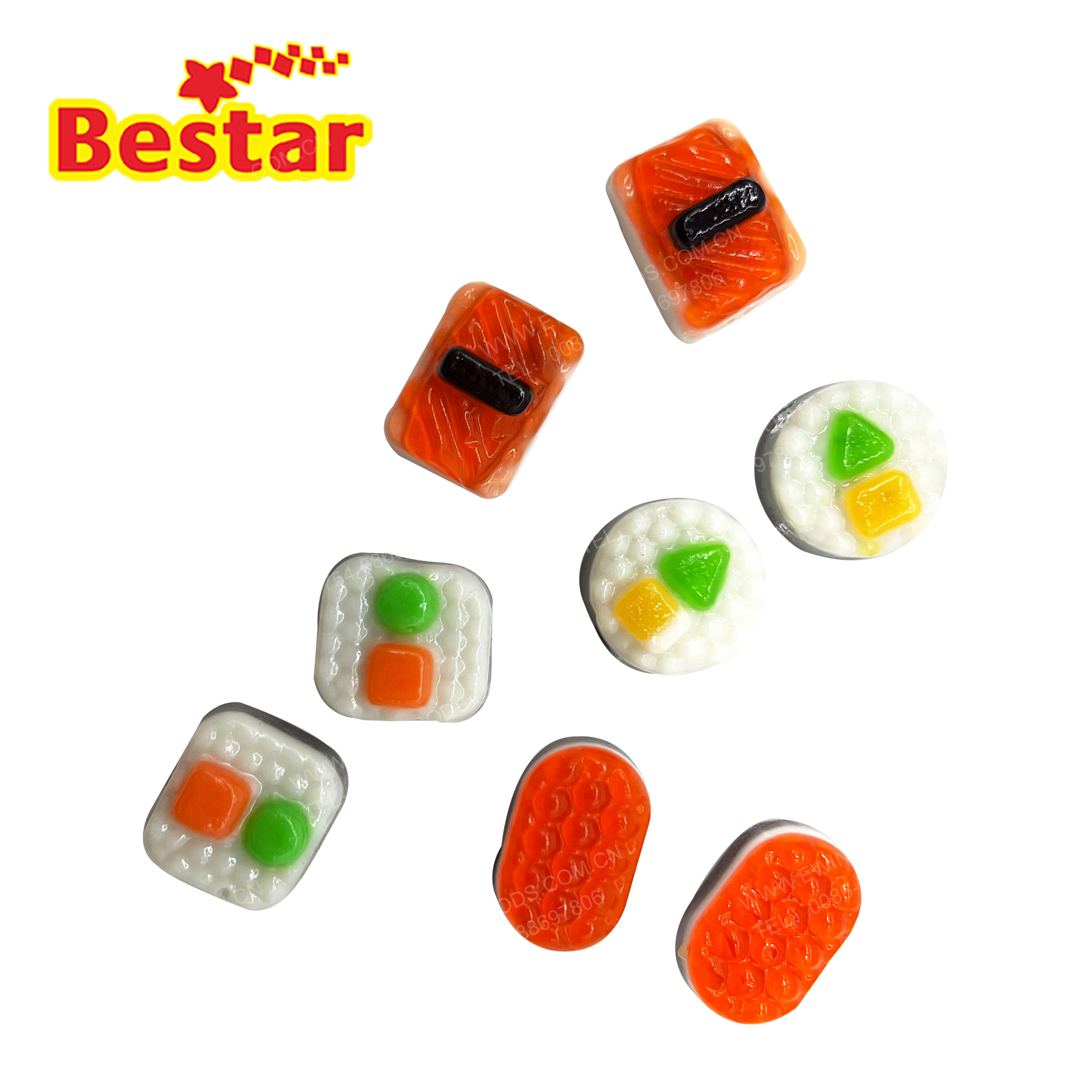 Sushi candy mini assorted shapes gummy jelly candy in big jar 120pcs Japan snacks food round ball shape gummy candy