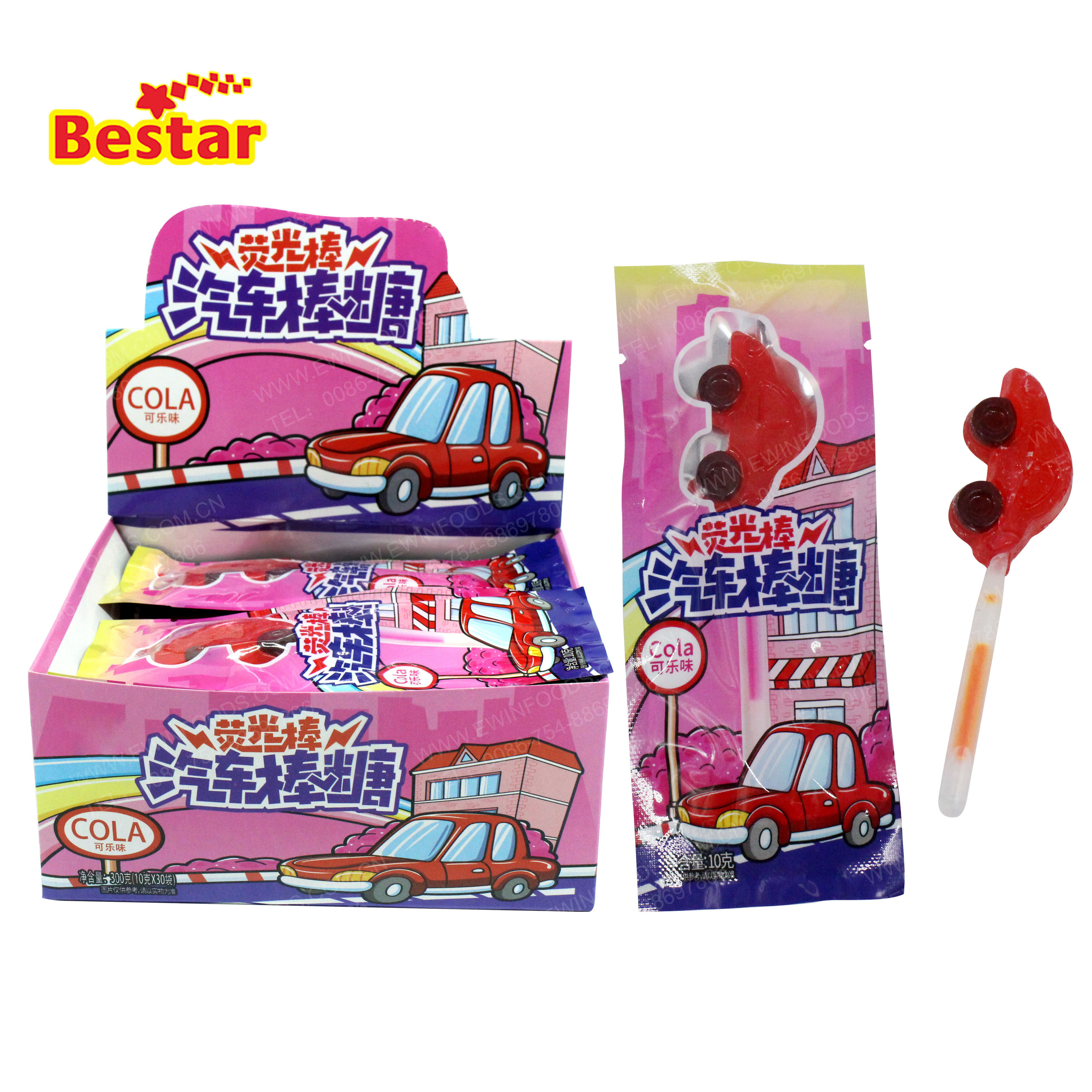 Lollipops Fruity Flavor Cartoon Car Lollipops HALAL 3D MINI CAR Glow Stick Hard Candy Lollipops