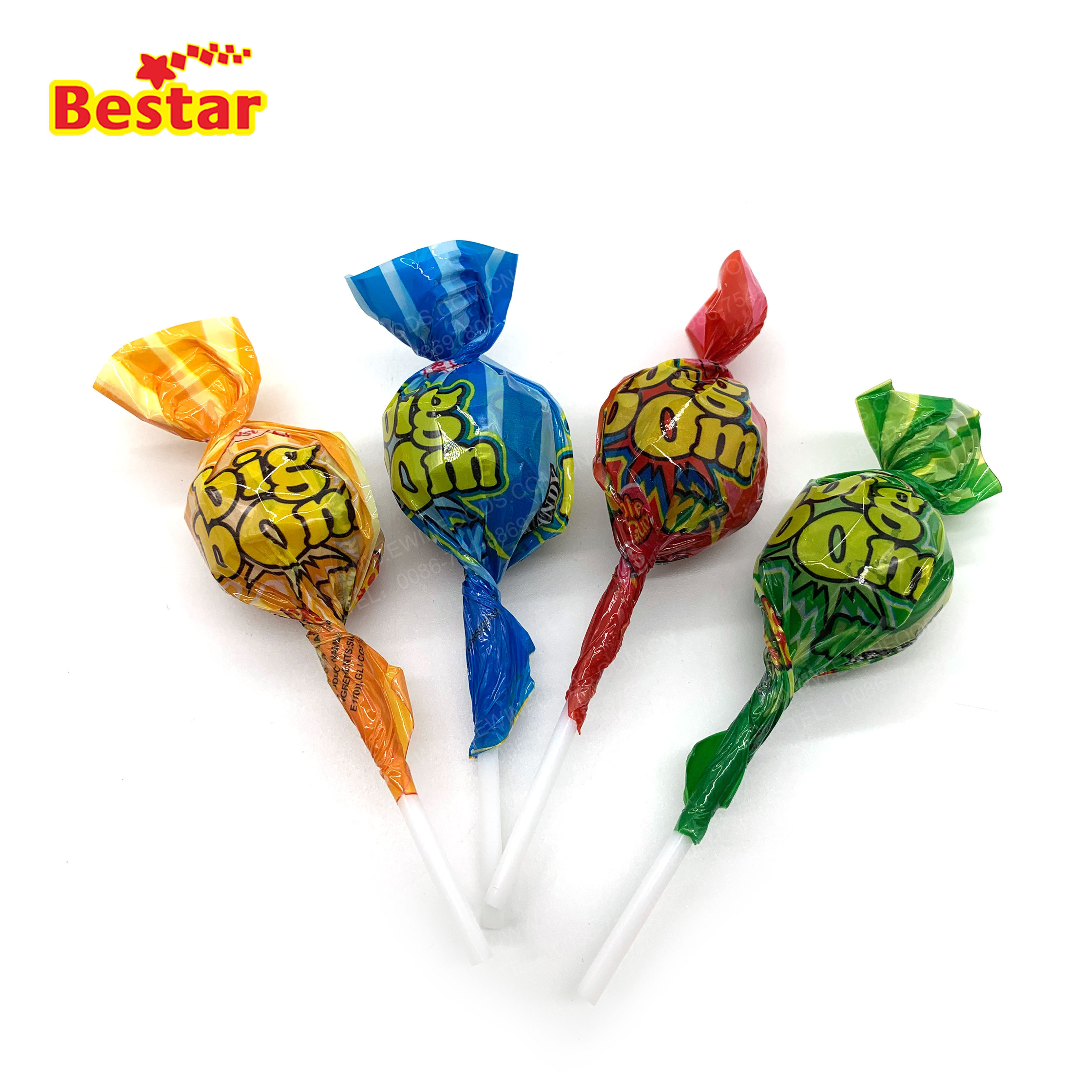 Hot Selling XXL Fruity Flavor Bubble Lollipop Candy For Children bubble gum big bom sweet and lollipop