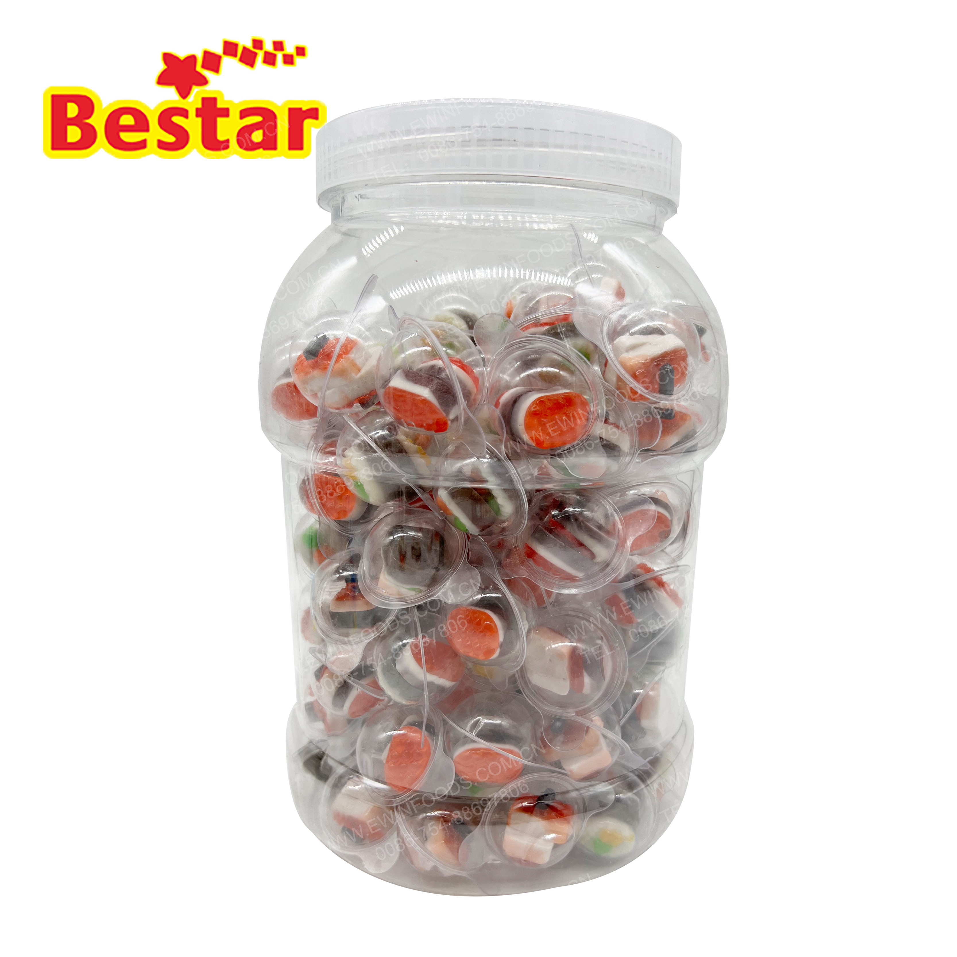 Sushi candy mini assorted shapes gummy jelly candy in big jar 120pcs Japan snacks food round ball shape gummy candy