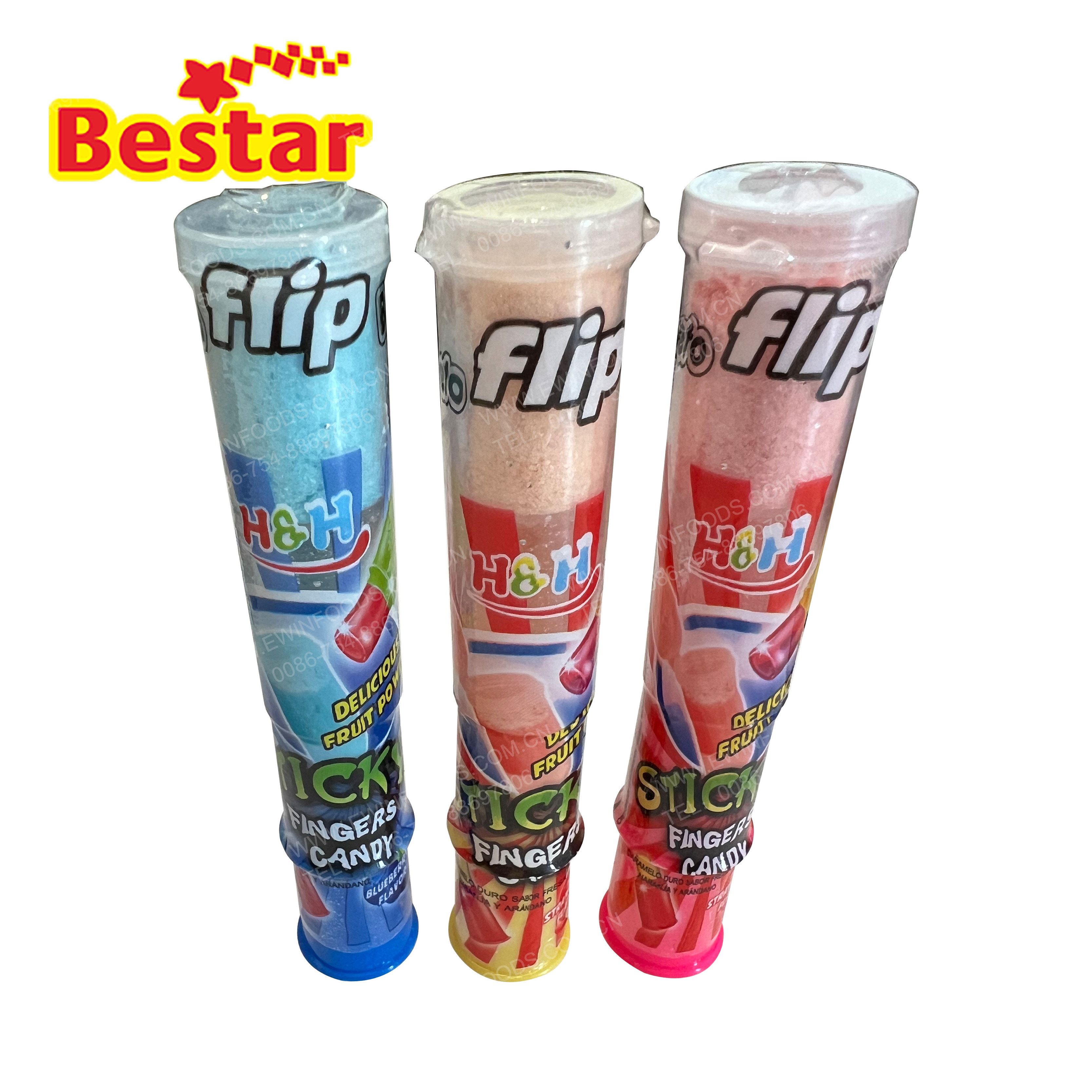 Lollypop finger candy 30 pcs finger shape hard candy lollipop with sour fruity powder candy