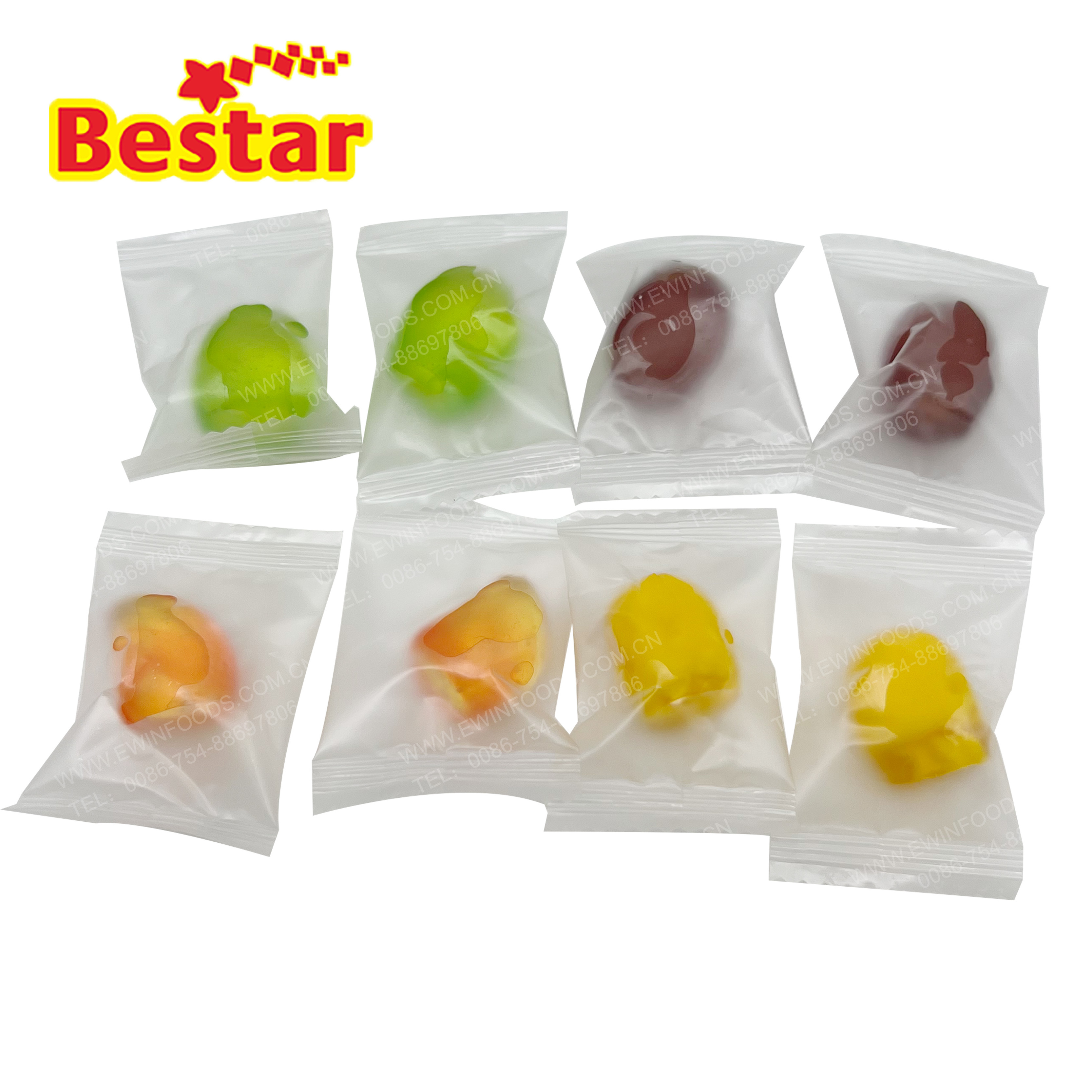 Peeled fruit gummy candy sour soft candy peelable gummi mango peach grape flavor gummy candy