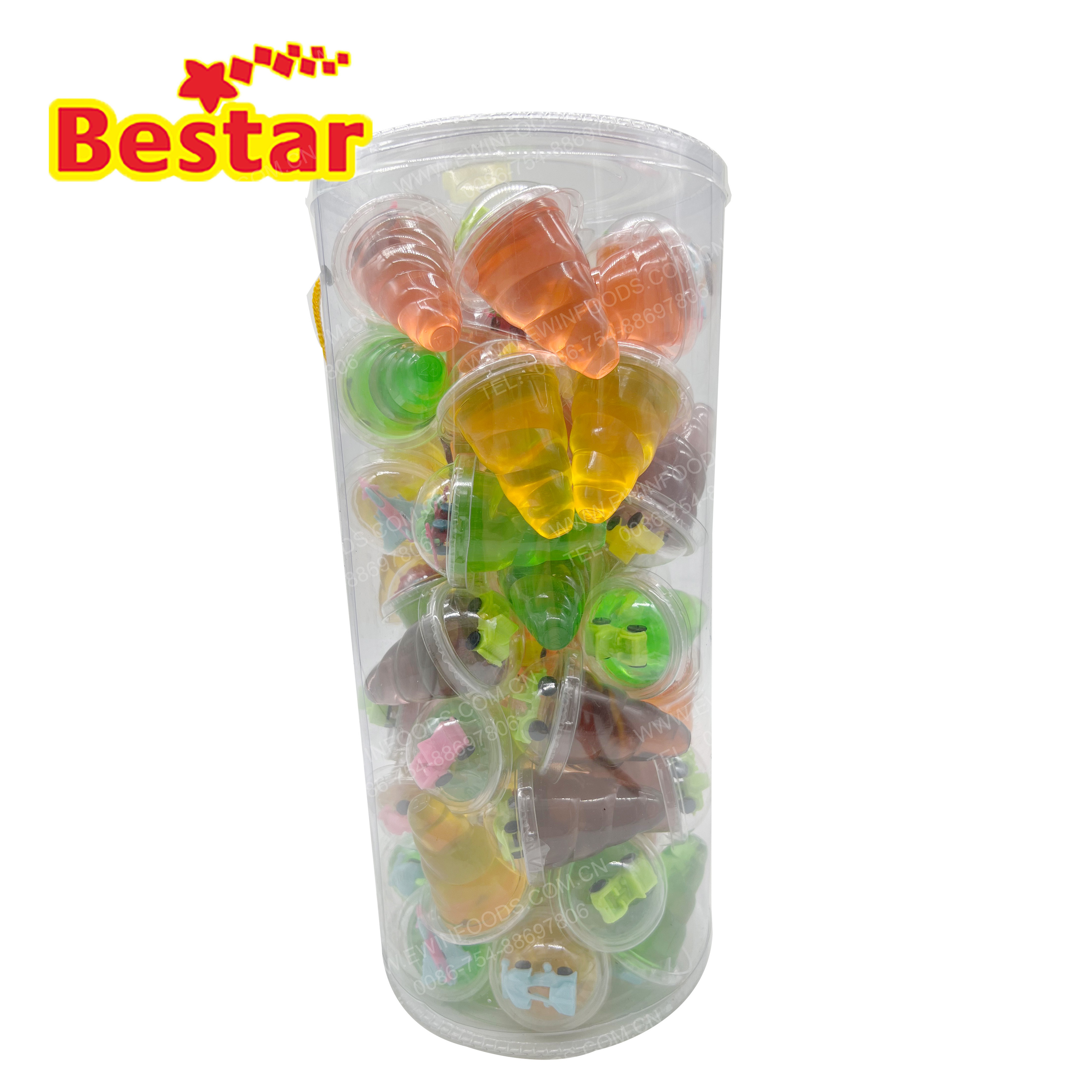 Jelly candy with toys 60pcs assorted mini fruit jelly in jar candy toys