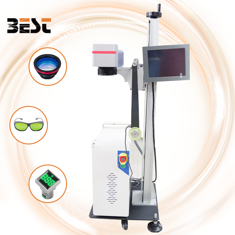 Laser Marking Machine 20w 30w 50w Fiber Co2 UV Online High Speed Flying Laser Engraving Machine