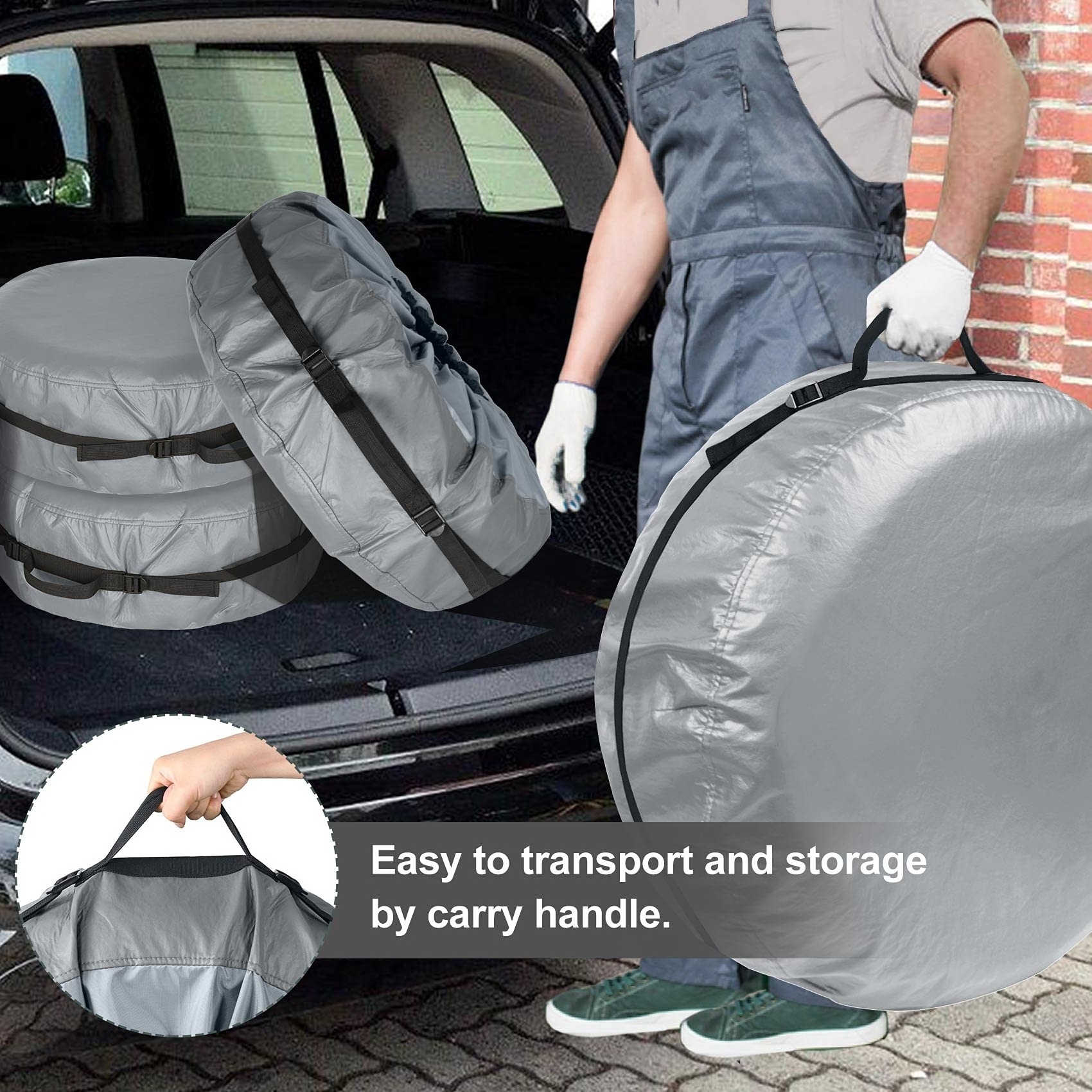 Spare Tire Bag with Handle Durable Cover Wheel Storage Tote Plastic Tire Bag Against Dust and Scratches