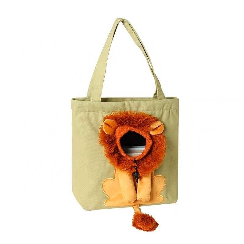 Hot Sell  Comfort Pet Cat Carrier Little Lion Styling One Shoulder Cat Dog Small Pet Canvas Go Out Tote Pet Bag