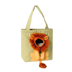 Hot Sell  Comfort Pet Cat Carrier Little Lion Styling One Shoulder Cat Dog Small Pet Canvas Go Out Tote Pet Bag