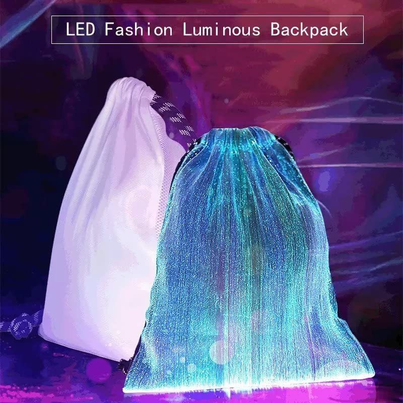 Portable Bright Party Festivals Christmas Sports Bar Storage LED Glow Light Drawstring Bag Pack Backpack