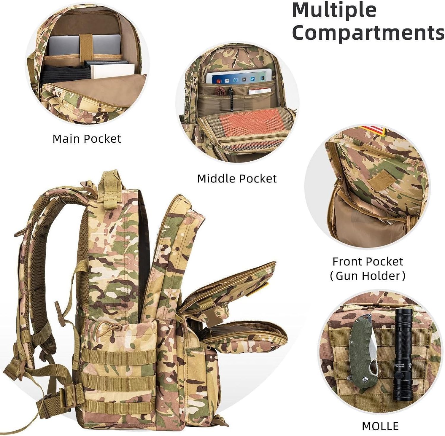 Camouflage Backpack Outdoor Survival Adventure Hunting Tactical Backpack For Hiking Camping