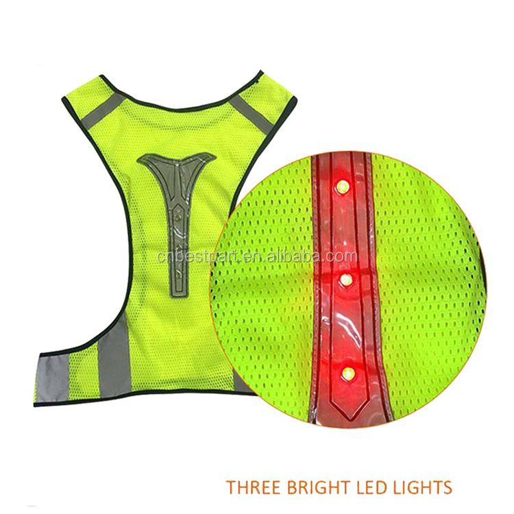 Good Quality Safety Reflective Vest LED Running Bike Motorcycle Flashing Led Reflective Safety Vest