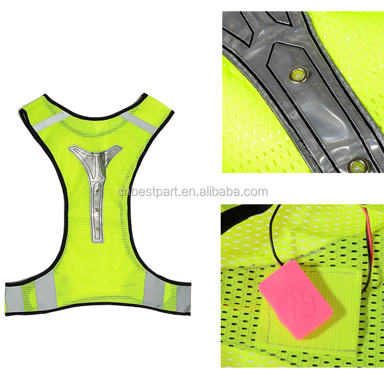 Good Quality Safety Reflective Vest LED Running Bike Motorcycle Flashing Led Reflective Safety Vest