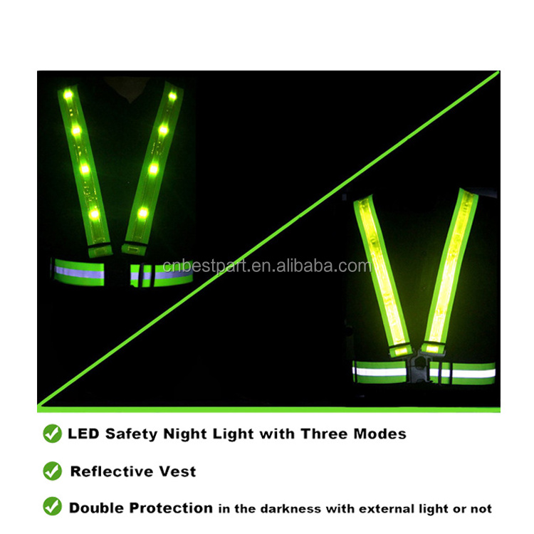 LED reflective bicycle vest mens mesh night running vest sport safety vests with led light,running light