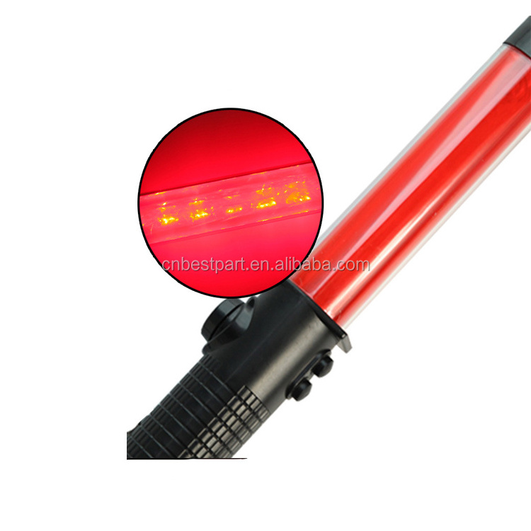 Red LED Handheld Flashlight Whistle Traffic Baton Magnets Spotlight for Marshalling, Parking and Traffic Wands Set