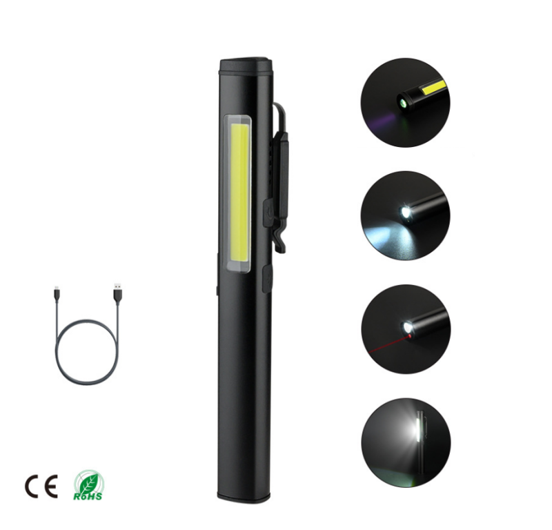 450 Lumen COB XPE Aluminum Pen Shape LED Torch Flash Lamp Inspection Torch Lighting Rechargeable Adjustable COB LED Flashlight