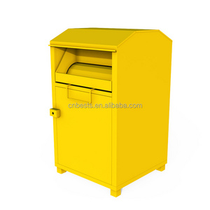 Curbside Rectangular Galvanized steel Iron Waterproof Rolling Cover Charity Lifeline clothing donation bin sub recycling storage