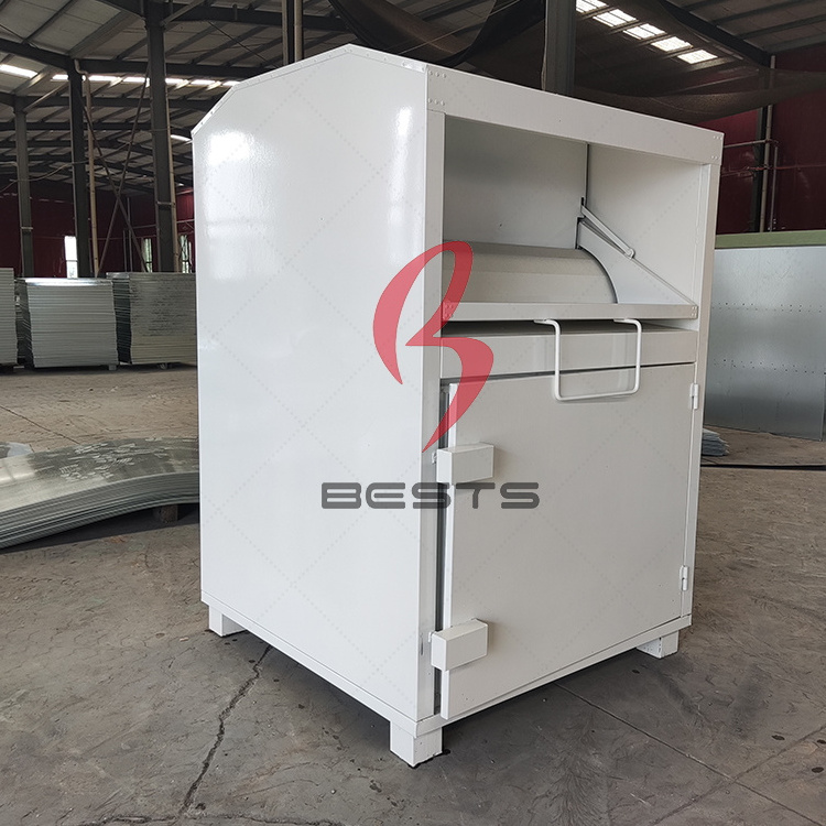 Factory Charity Clothing Donation Box with lock Metal Galvanized Steel Clothes Recycling Bins for sale