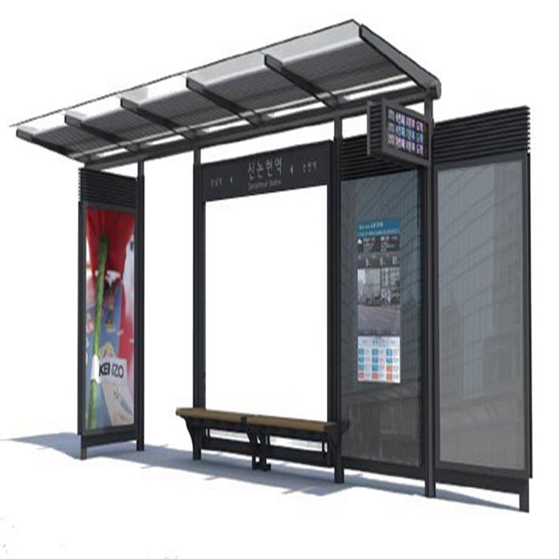 led screen display advertising bus shelter high quality 304 stainless steel bus stop