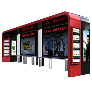 led screen display advertising bus shelter high quality 304 stainless steel bus stop