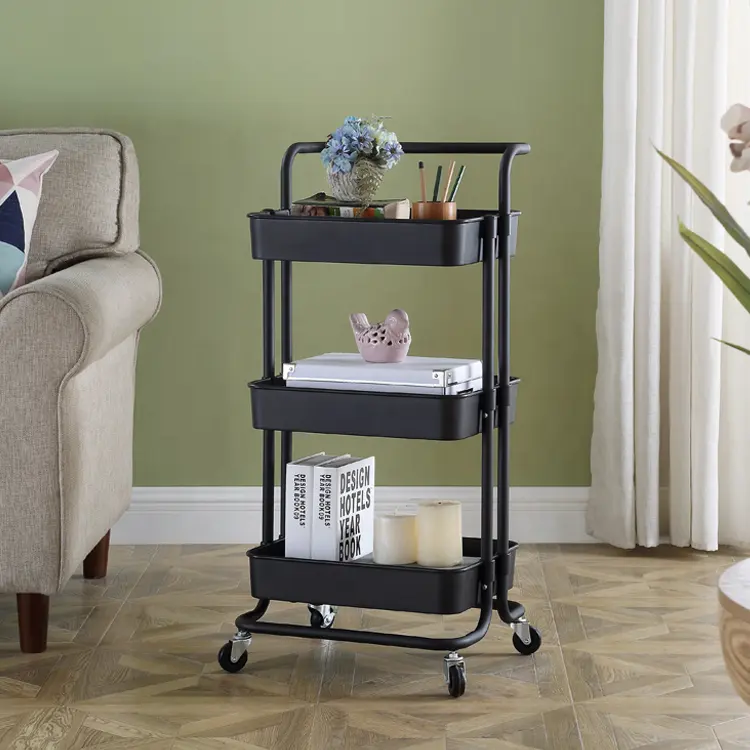 Storage Trolley Cart 3 Tier Rolling Utility Organizer Rack Craft Art Cart