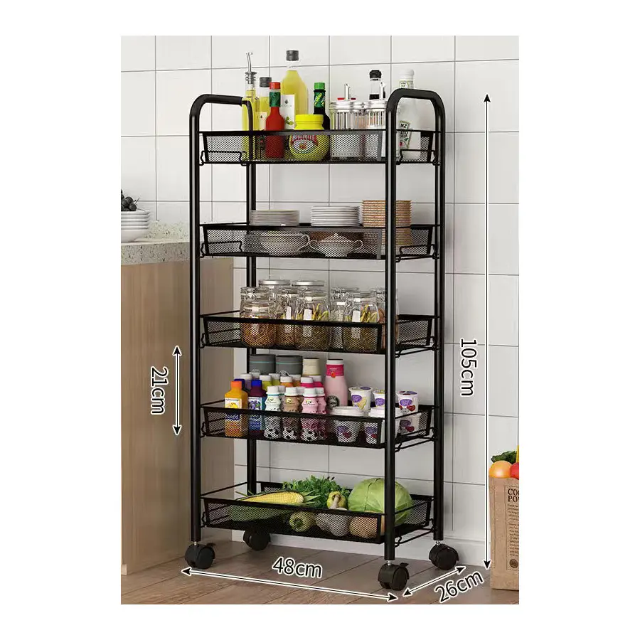 QINGDAO Small cart shelf floor multi-storey kitchen mobile storage shelf household baby products storage shelf