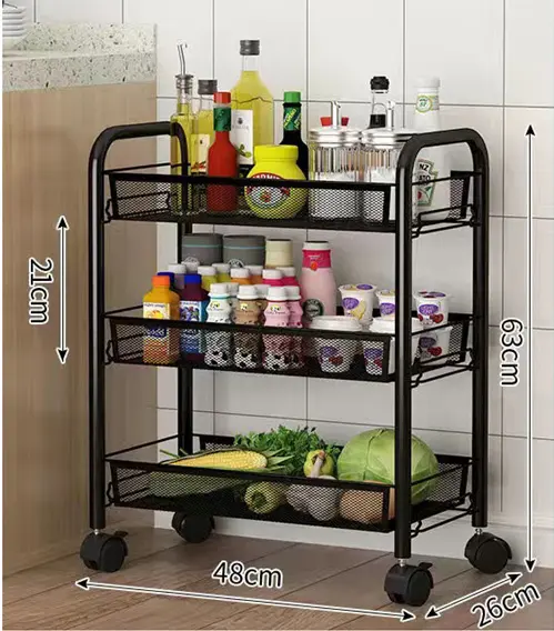 QINGDAO Small cart shelf floor multi-storey kitchen mobile storage shelf household baby products storage shelf