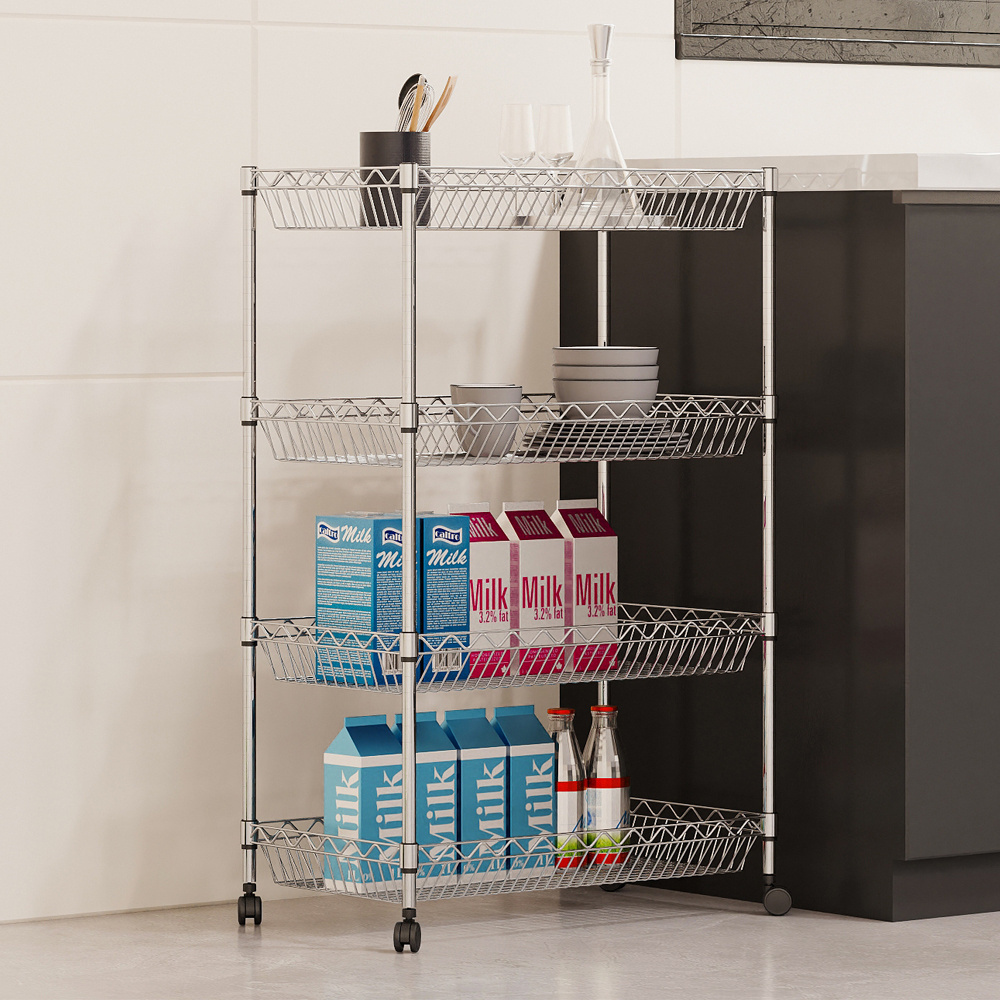 Wire Shelving Metal Storage Rack Heavy Steel Material Pantry Shelves 5 tires Storage Metal Shelf Units Rack