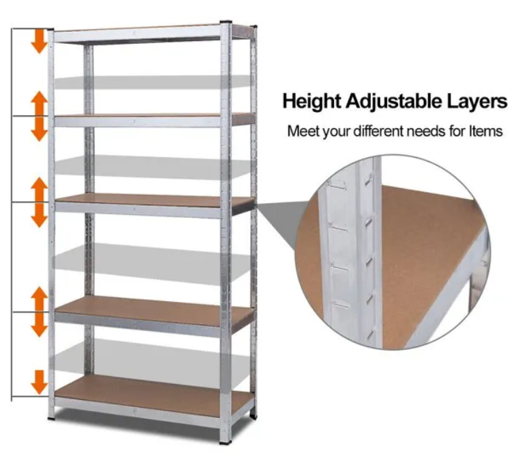 Estantes de metal 5 Layer Medium Duty estanteria sin tornillos shelf 200x120x60 Industrial Shelving Boltless Shelf