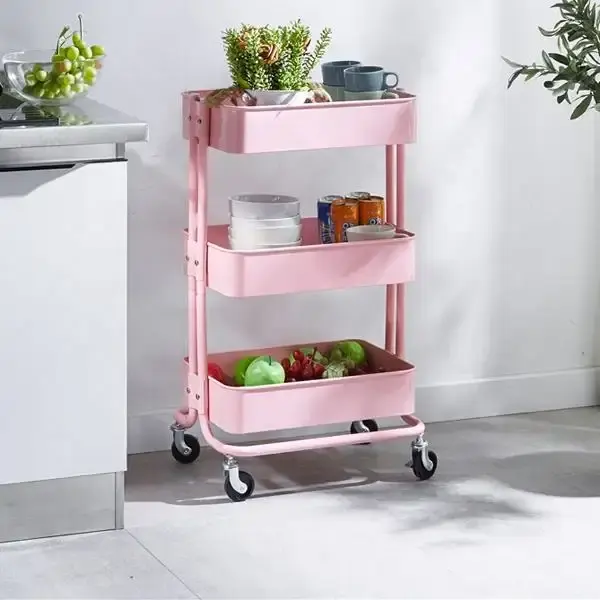 Storage Trolley Cart 3 Tier Rolling Utility Organizer Rack Craft Art Cart