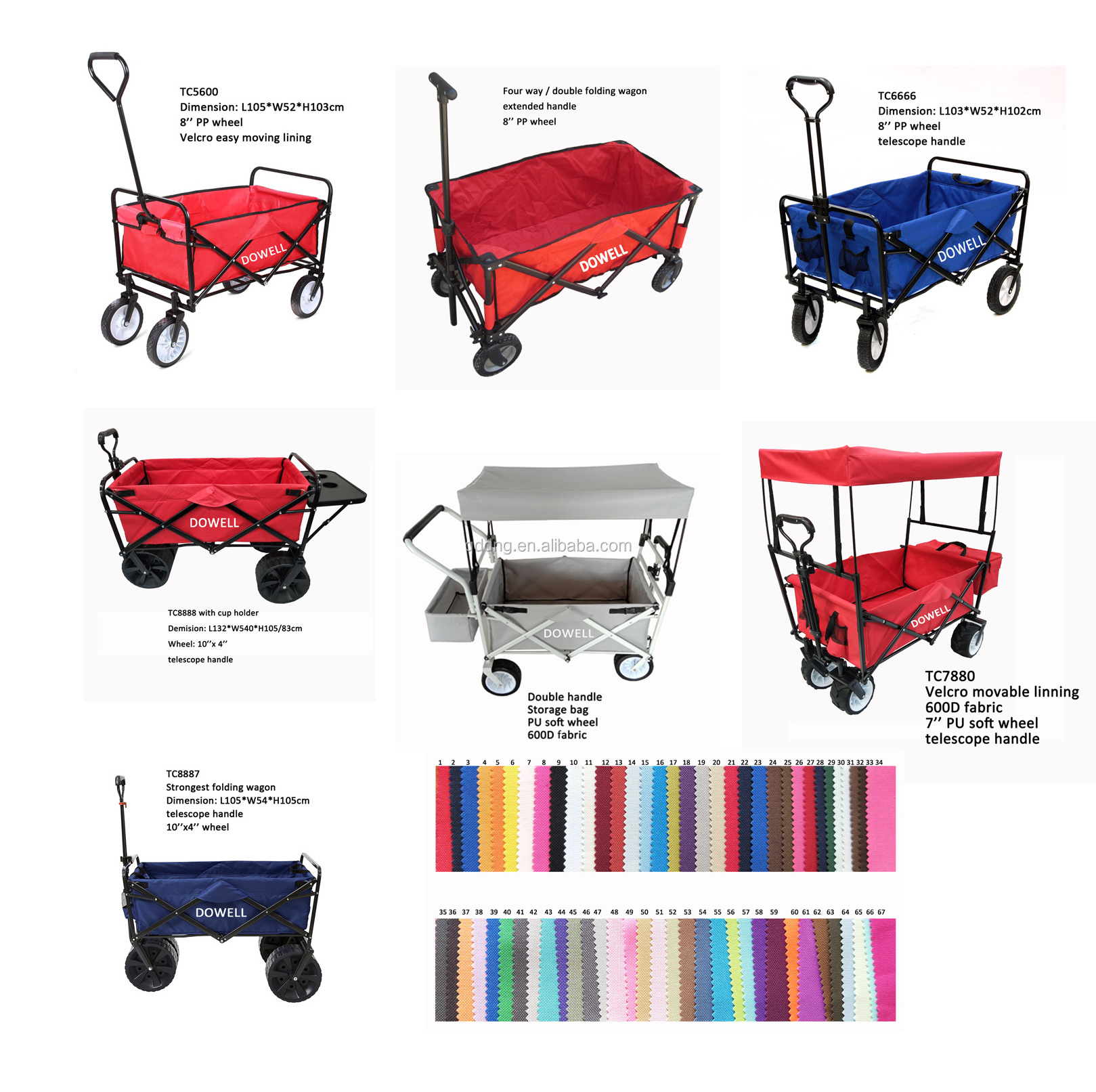 Folding Garden Beach Wagon With Canopy Utility Beach Collapsible Outdoor beach Wagon big wheels