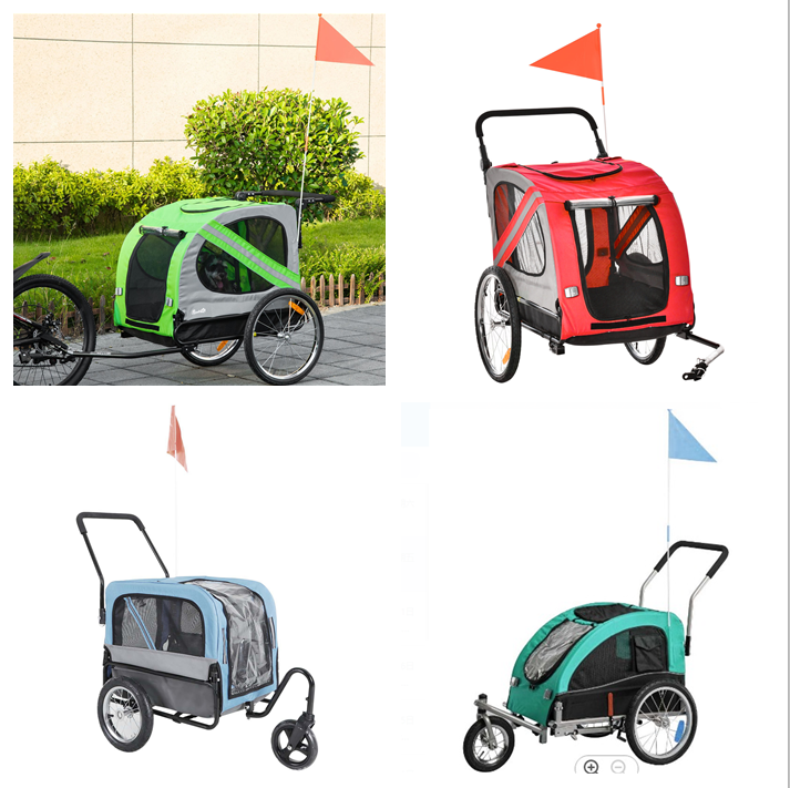 Large Dog Pet Bike Stroller Bicycle Cart and Jogger Wagon Cargo Carrier for Travel with Mesh Skylight Stroller