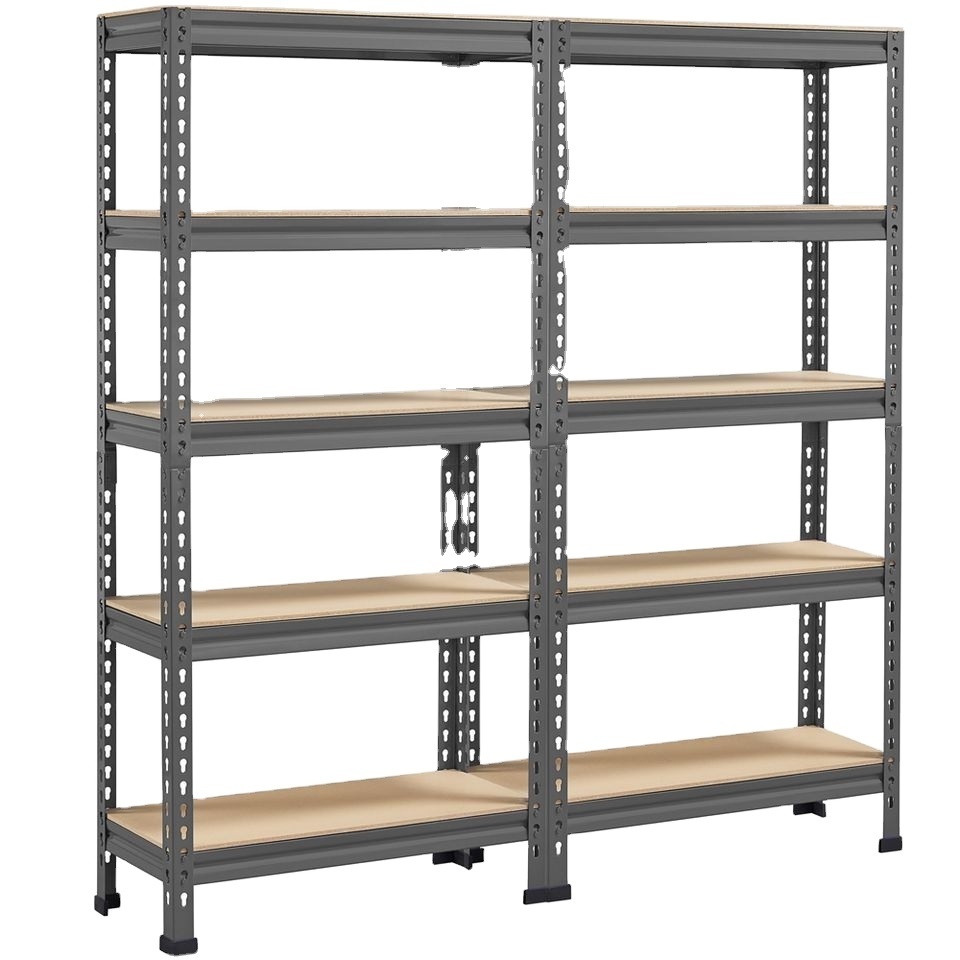 5-Tier Rivet Adjustable Rivet Storage Shelves,  Boltless Metal Garage Shelving Unit Rack Organizers for Warehouse Kitchen Pantry